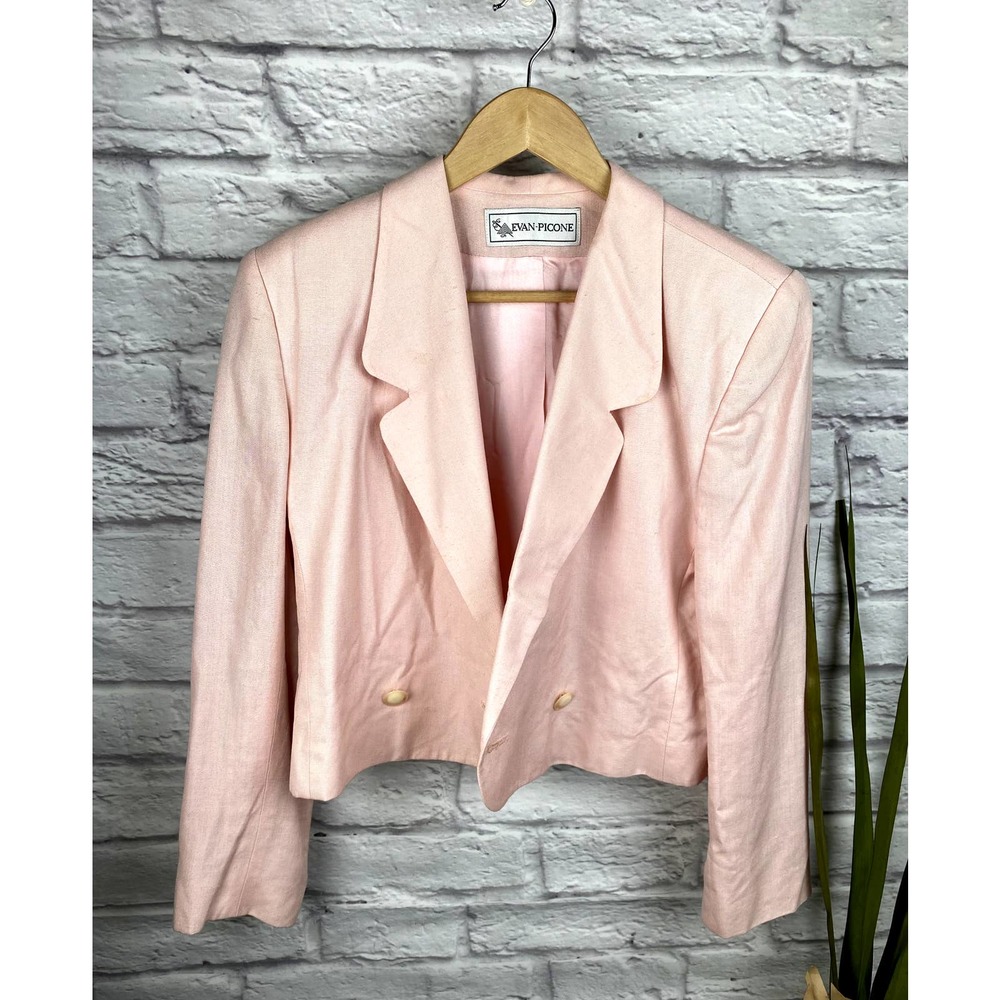 Evan Picone Vintage Pink Linen Blazer, Sz 10